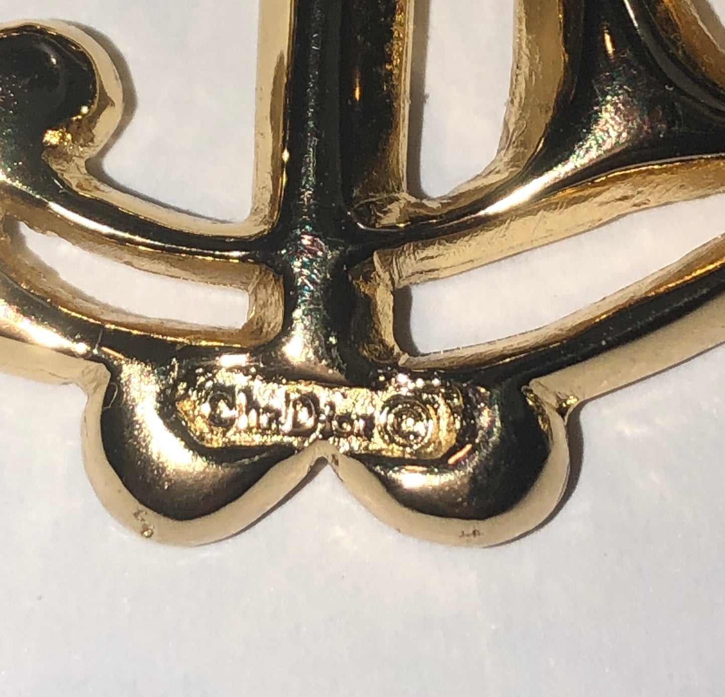 Vintage Christian Dior Monogram Rhinestone Brooch