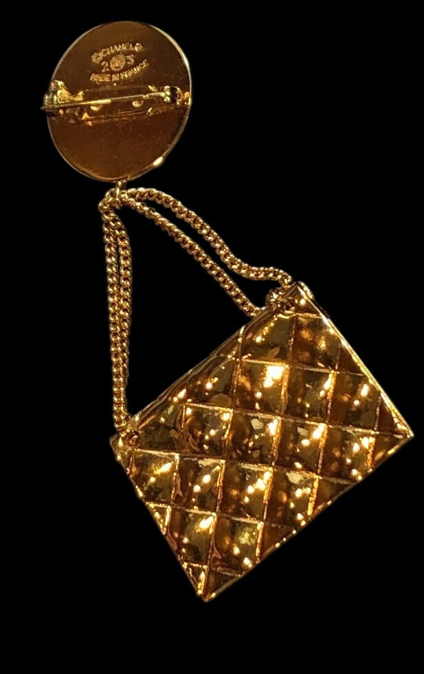 CHANEL Quilted Handbag Brooch
