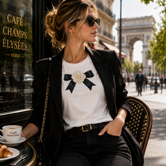 Camellia and Bow Tee