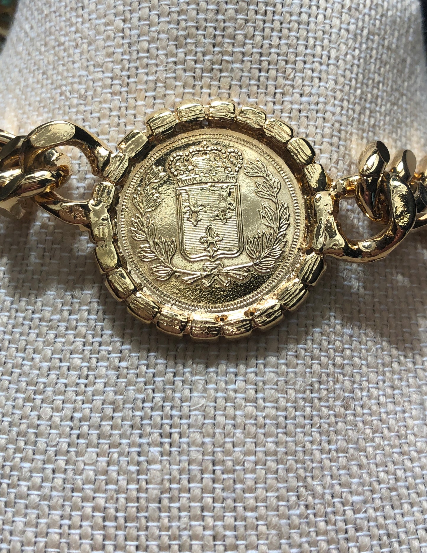 Vintage French Coin Chunky Necklace