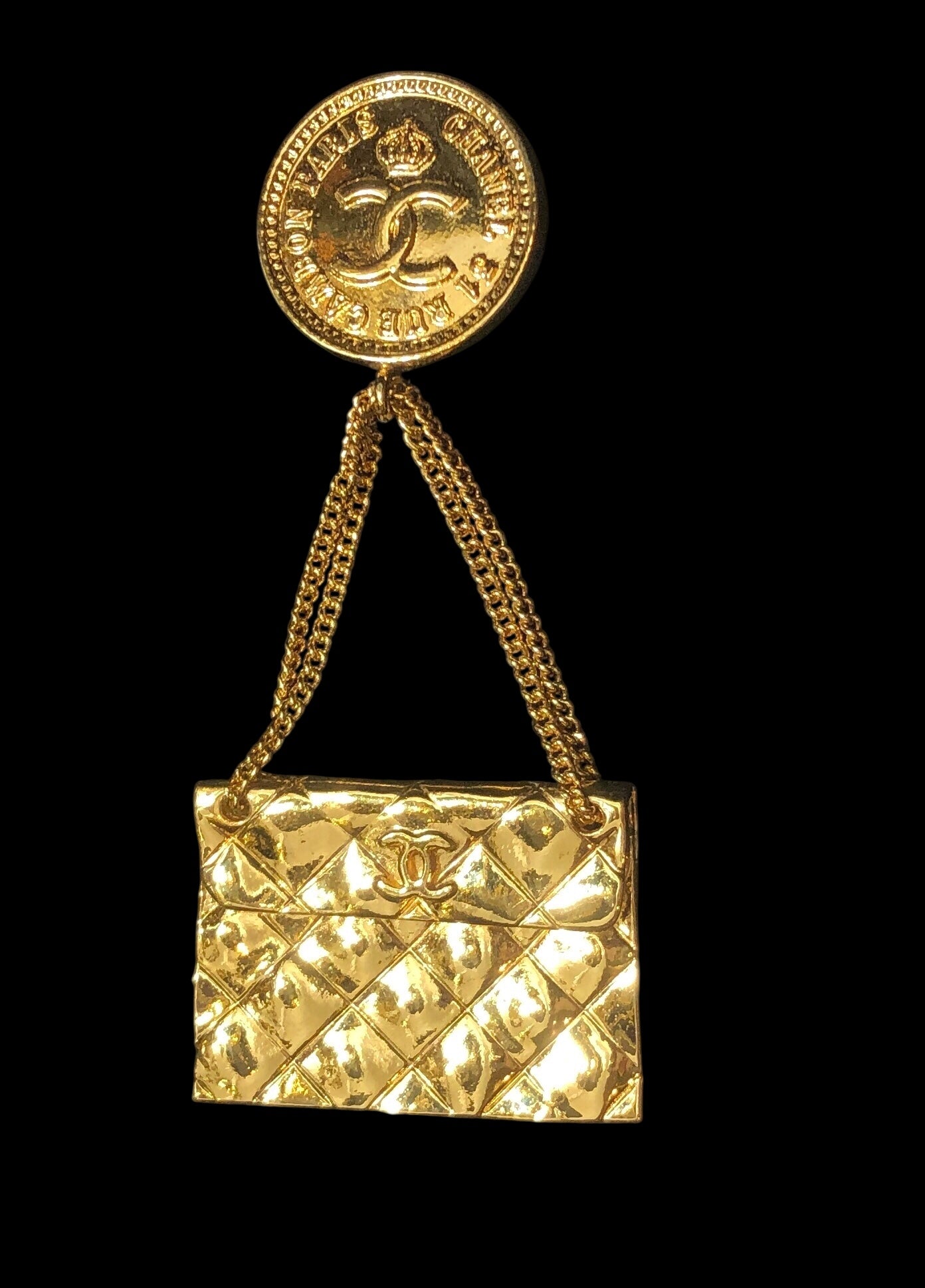 CHANEL Quilted Handbag Brooch
