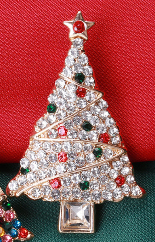 Christmas Tree Brooch Red Star