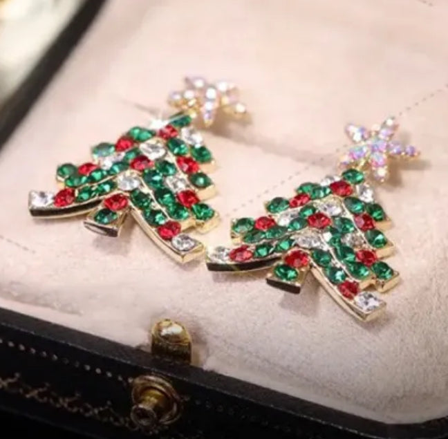 Crystal Christmas Tree Earrings