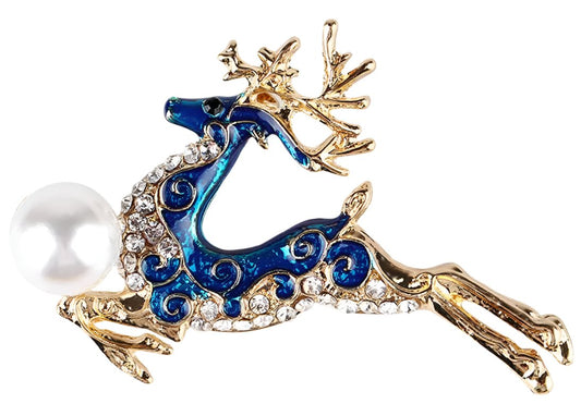 Blue Deer Brooch