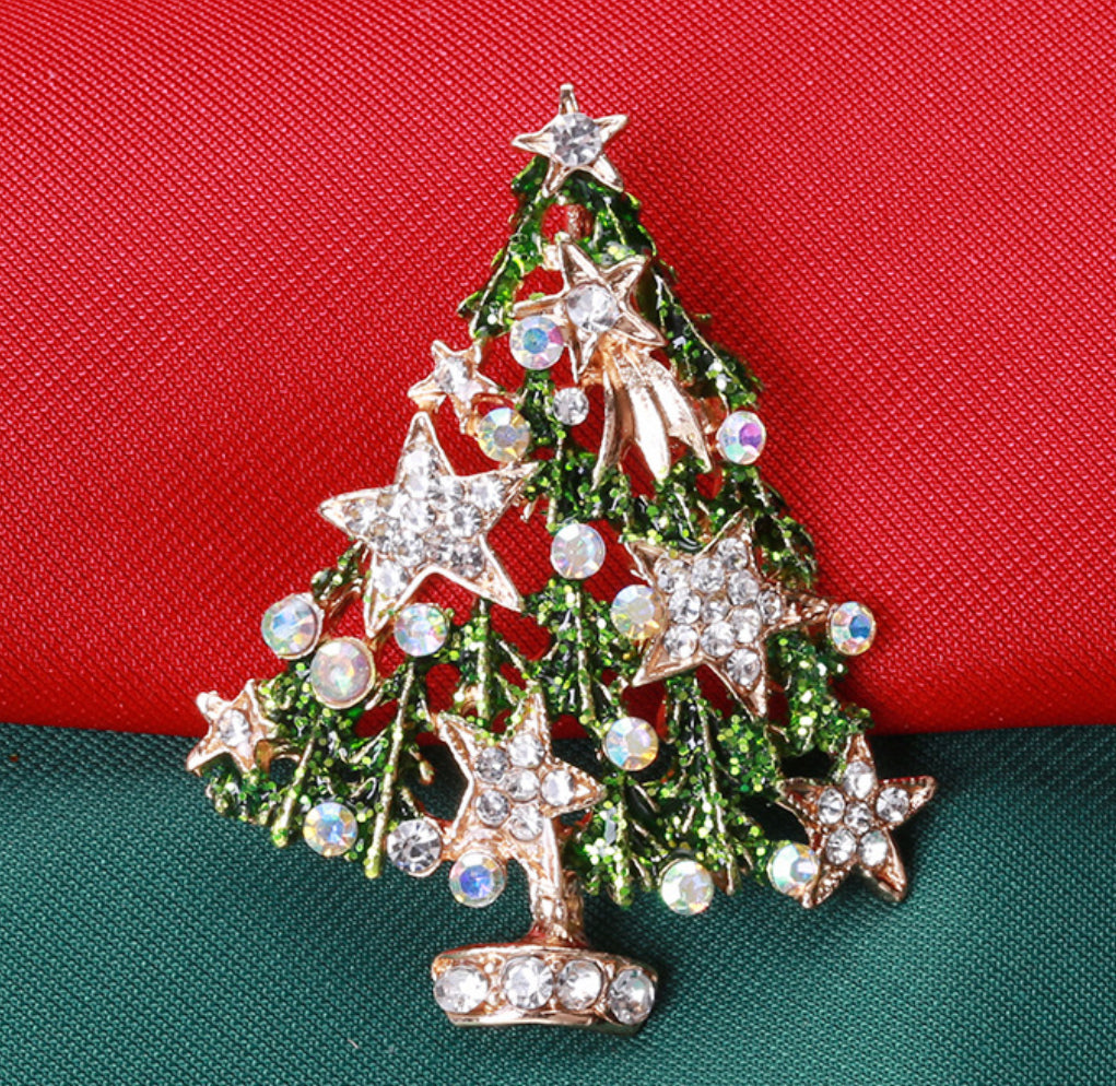 Christmas Stars Tree Brooch