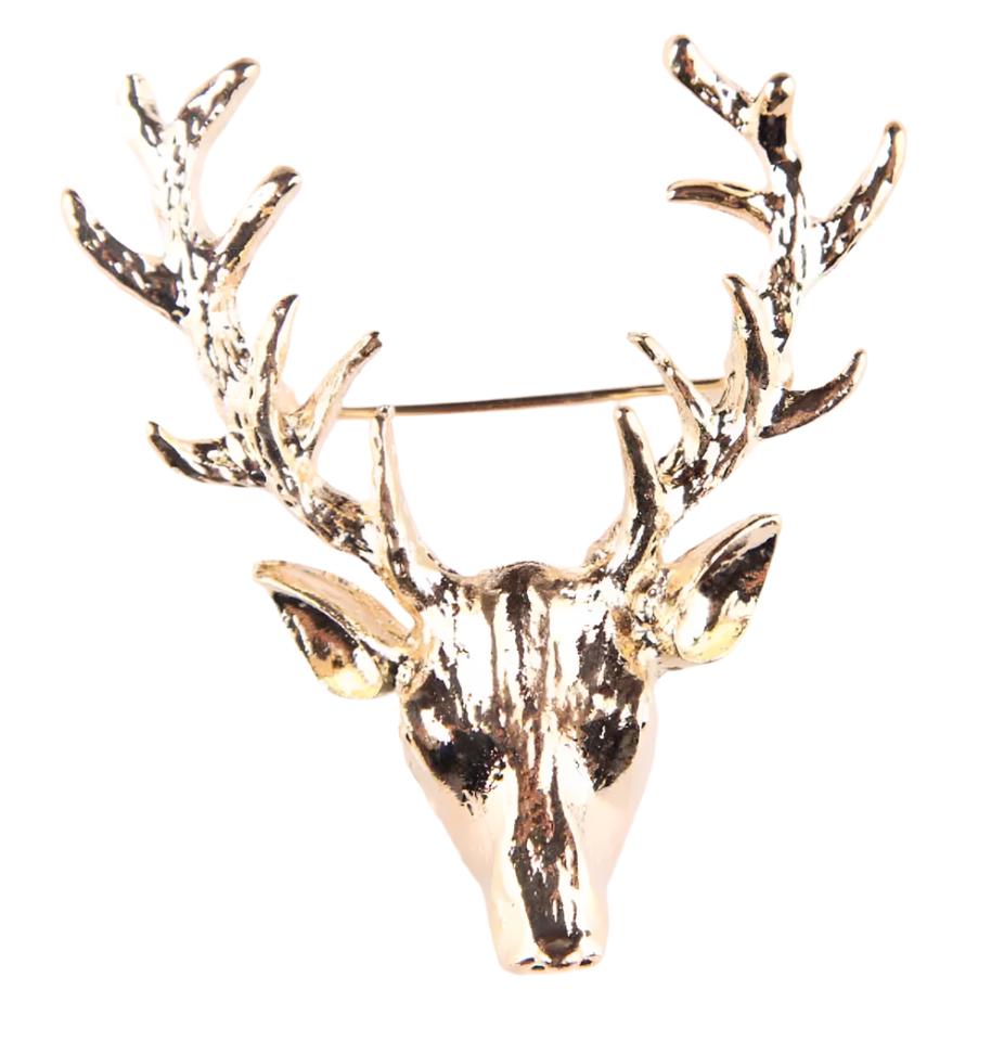 Gold Deer Head Brooch