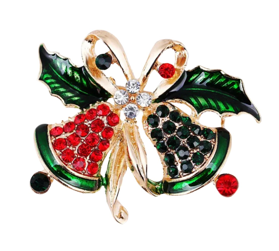 Enamel Christmas Bells Brooch