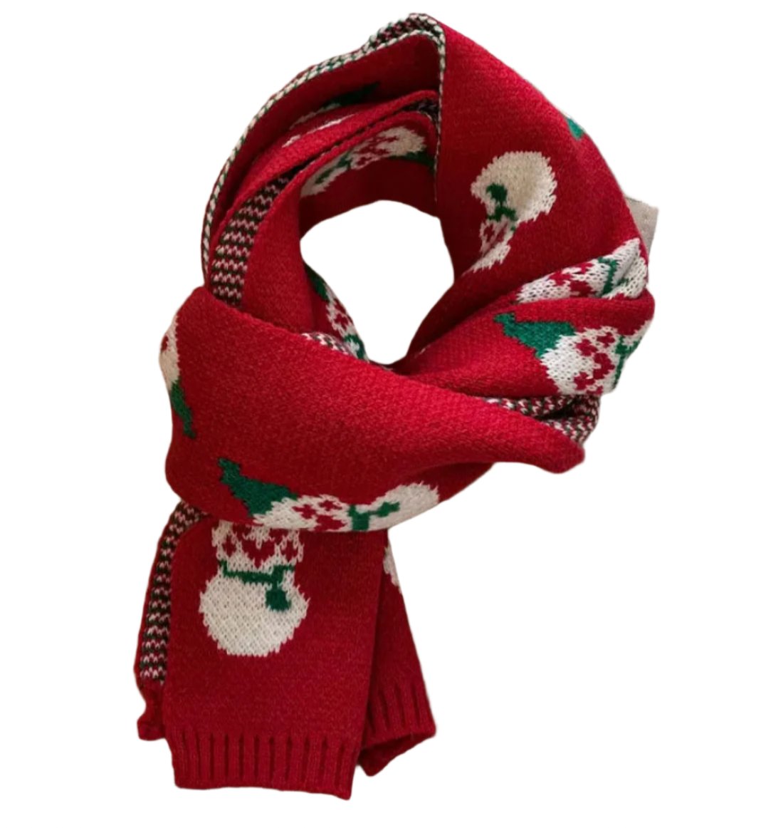 Red Snowmen Christmas Scarf