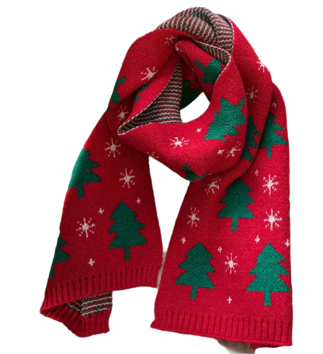 Red  Christmas Tree Scarf