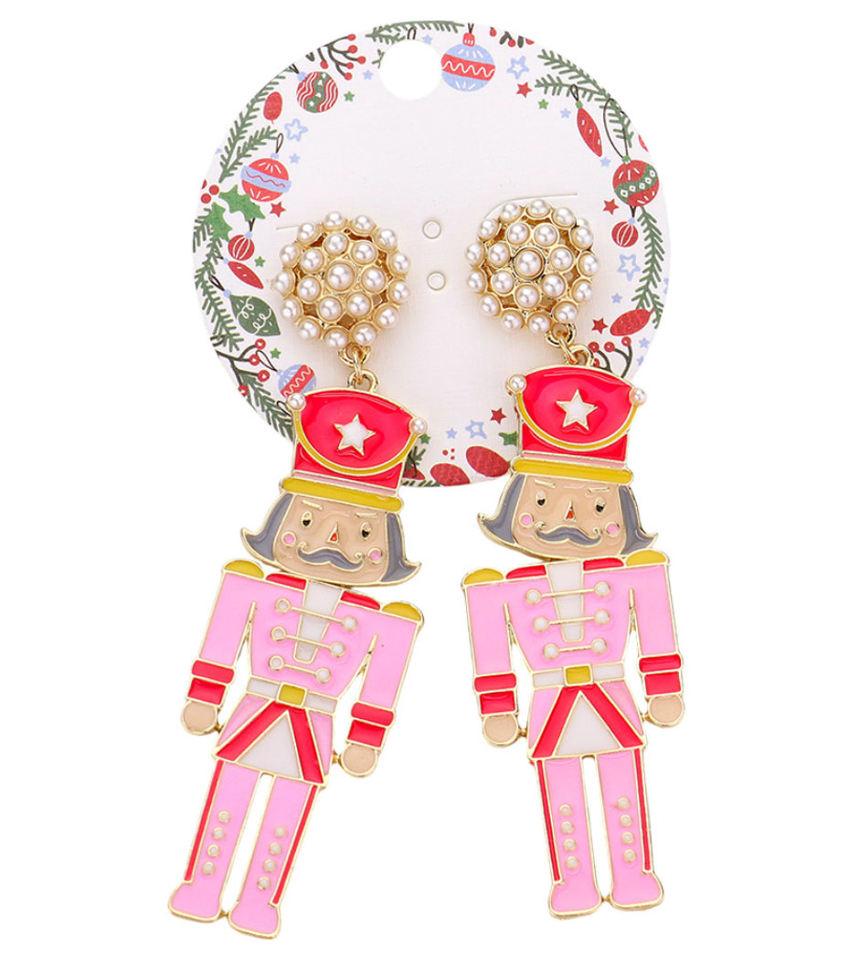 Pink Nutcracker Earrings