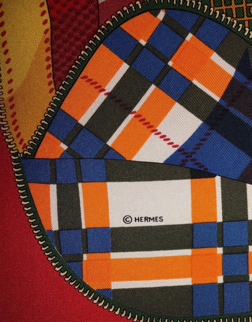 Hermes Carres 90 VTG Art Deco Travel Scarf