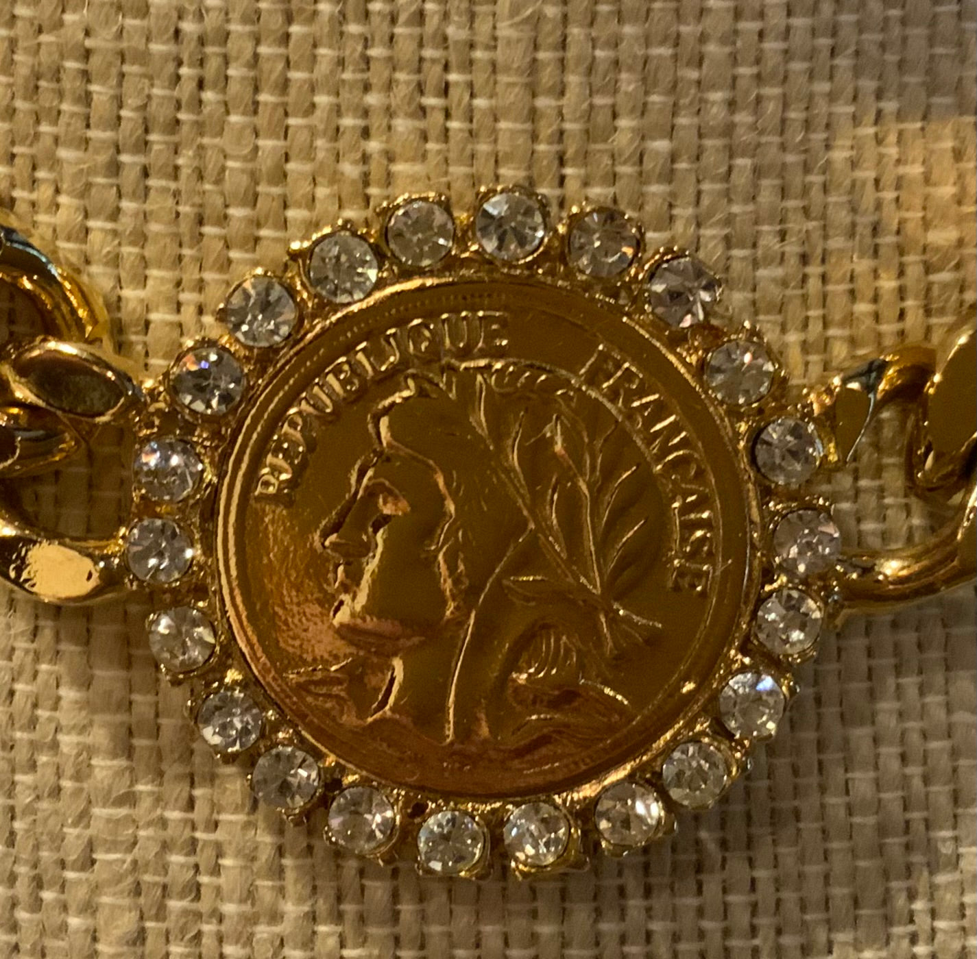 Vintage French Coin Chunky Necklace