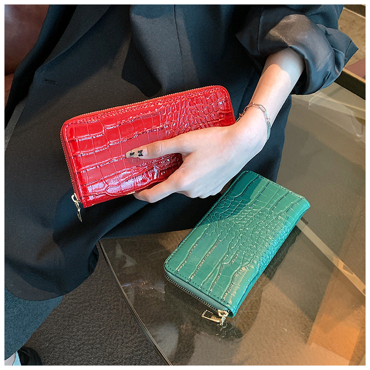 Faux Crocodile Zip Around Wallet