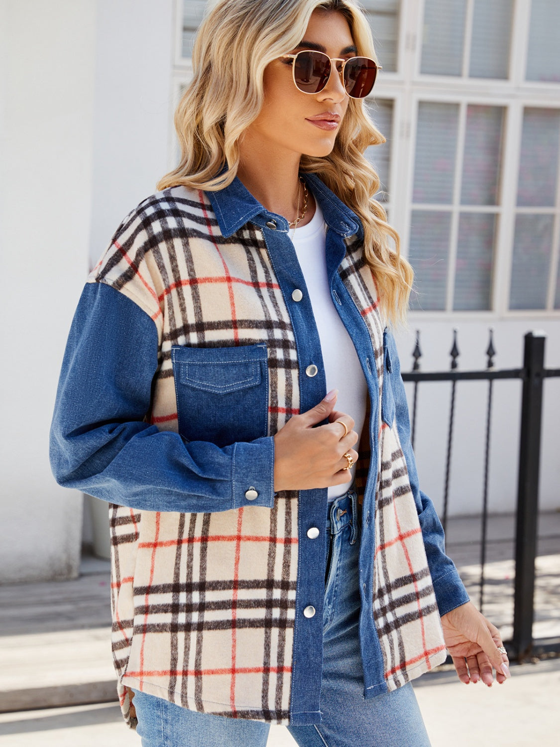 Brit Plaid Denim Jacket