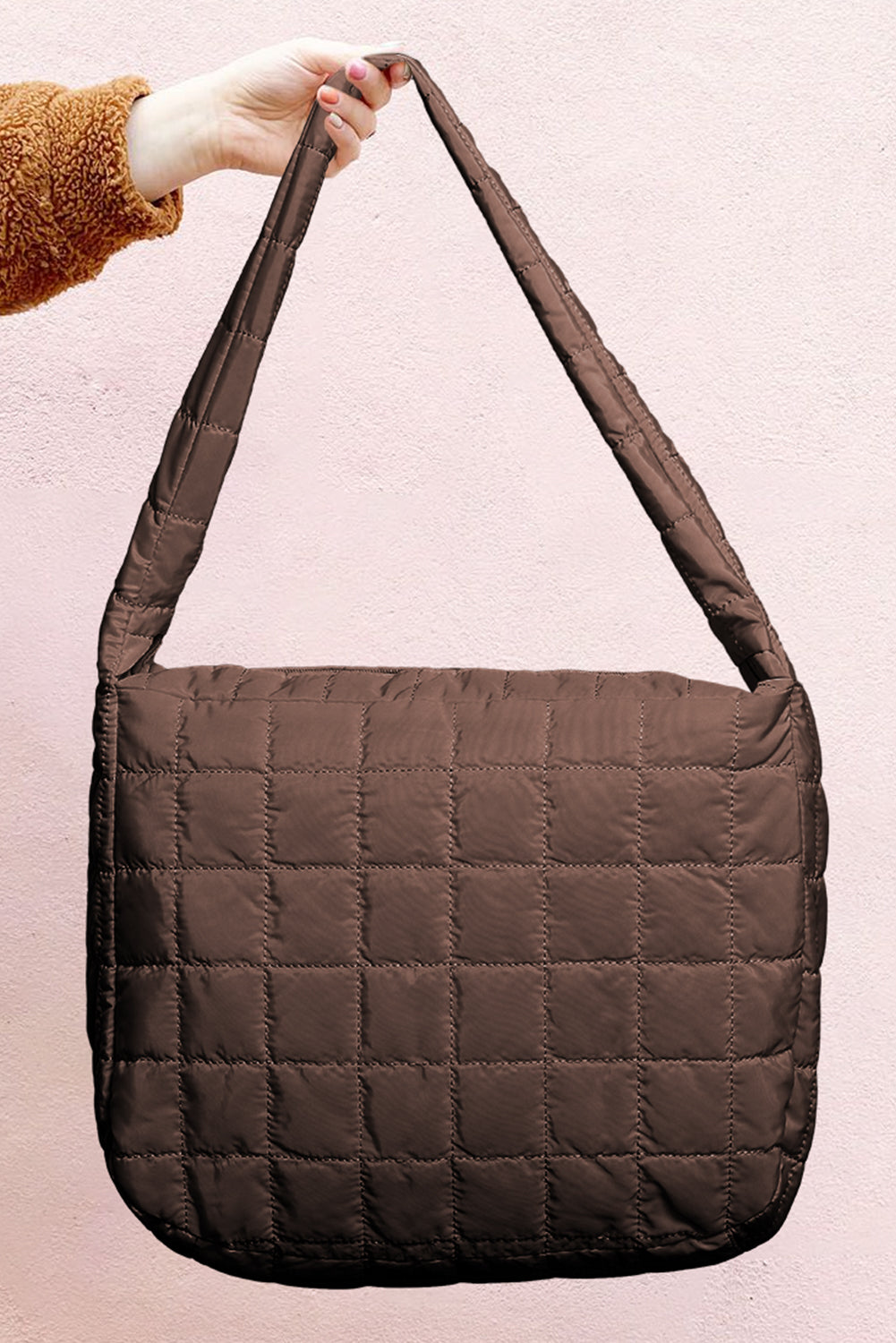 Quilted Zip Large Shoulder Bag