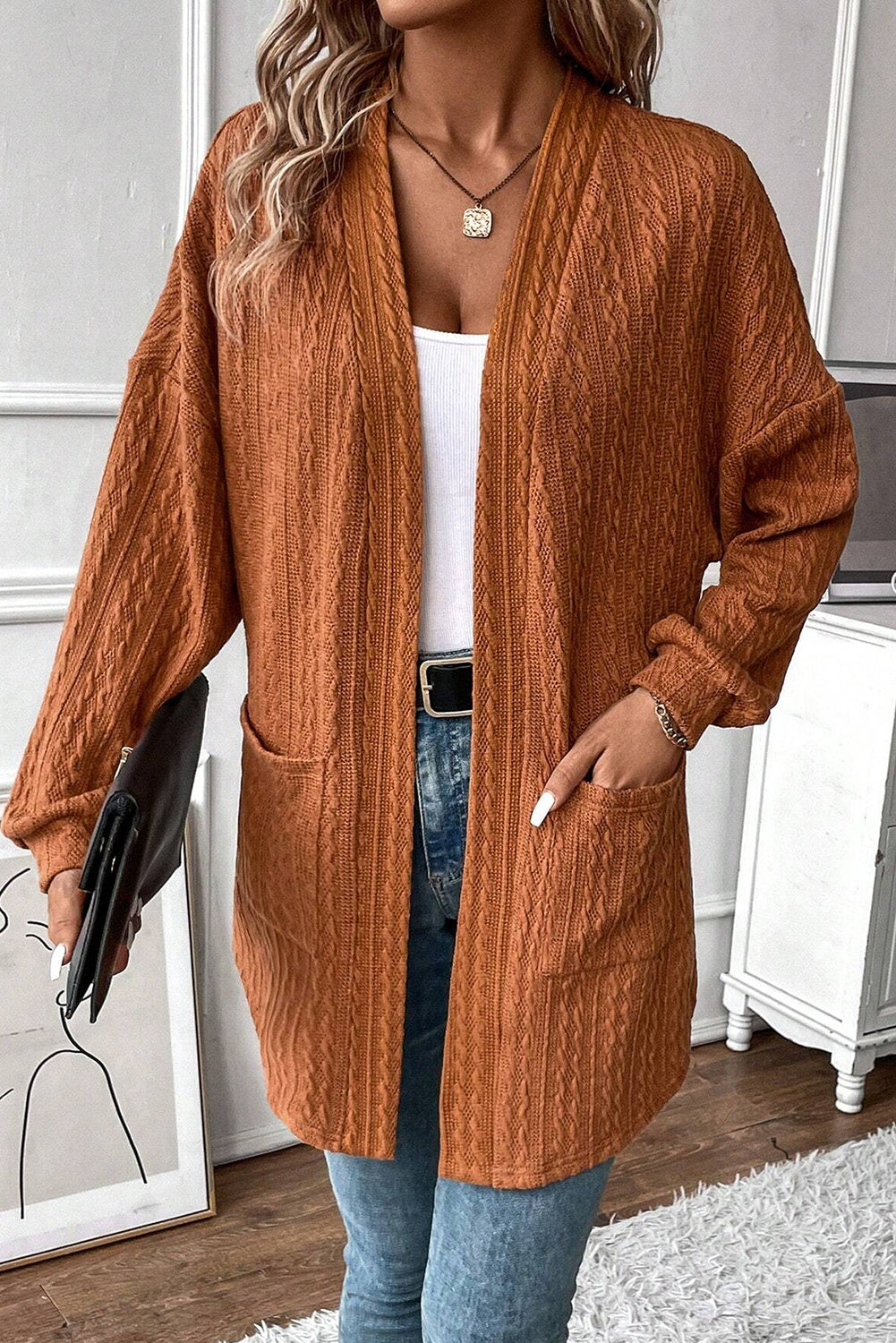 Cable Textured Knit Cardigan