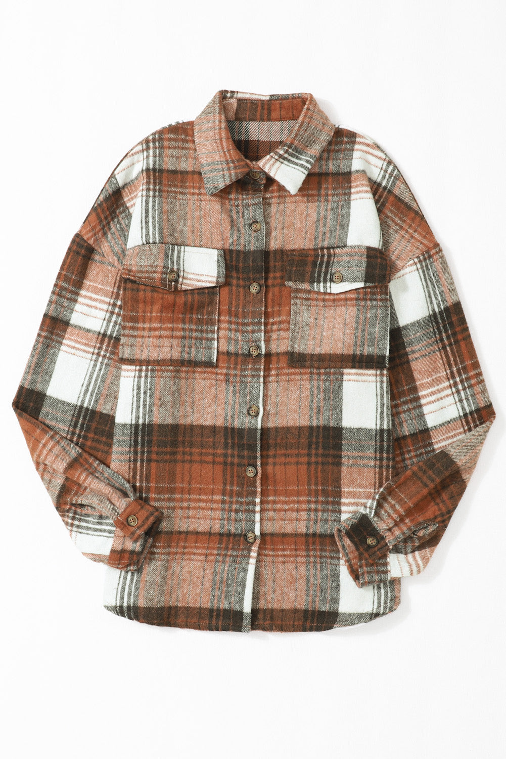 Autumn Brown Plaid Flannel Shacket