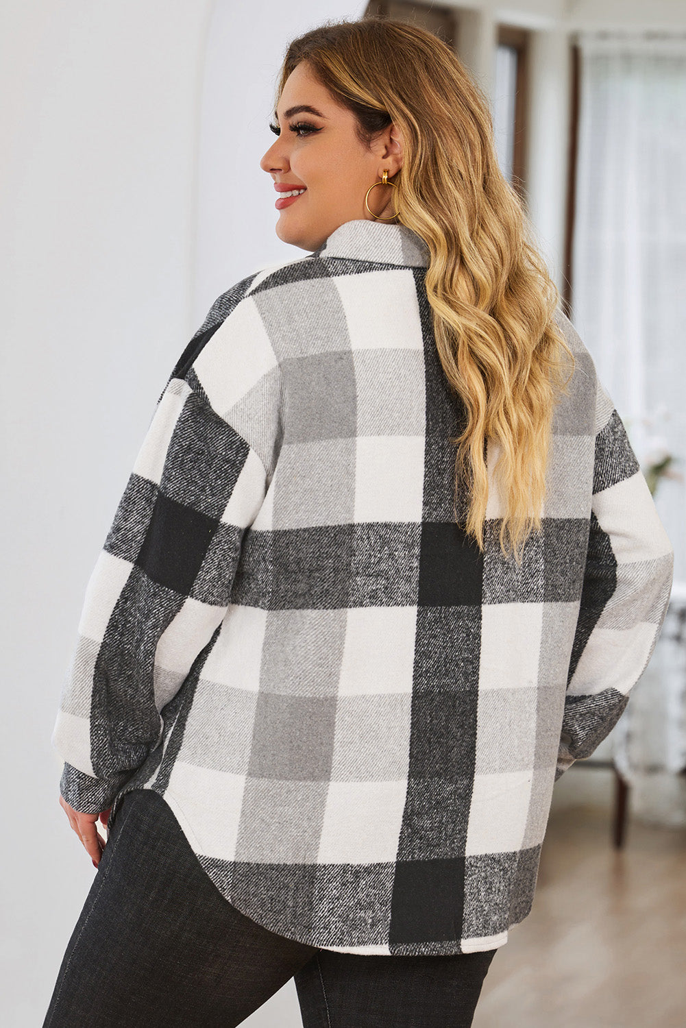 Checked Shacket Plus Size