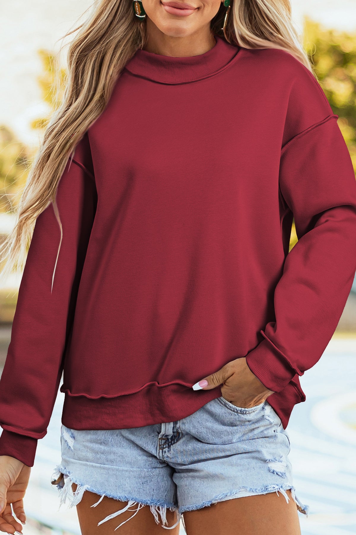 Reversible Mock Neck Sweatshirt