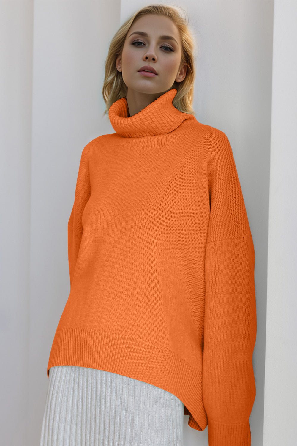 Dropped Shoulder Turtleneck Sweater