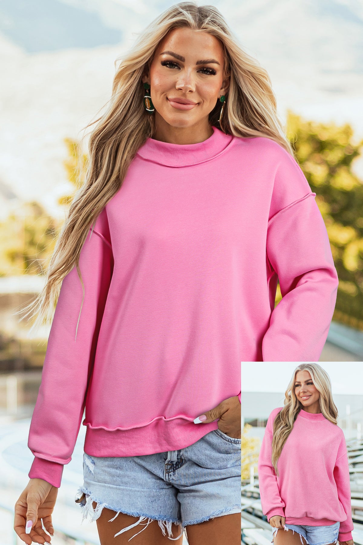 Reversible Mock Neck Sweatshirt