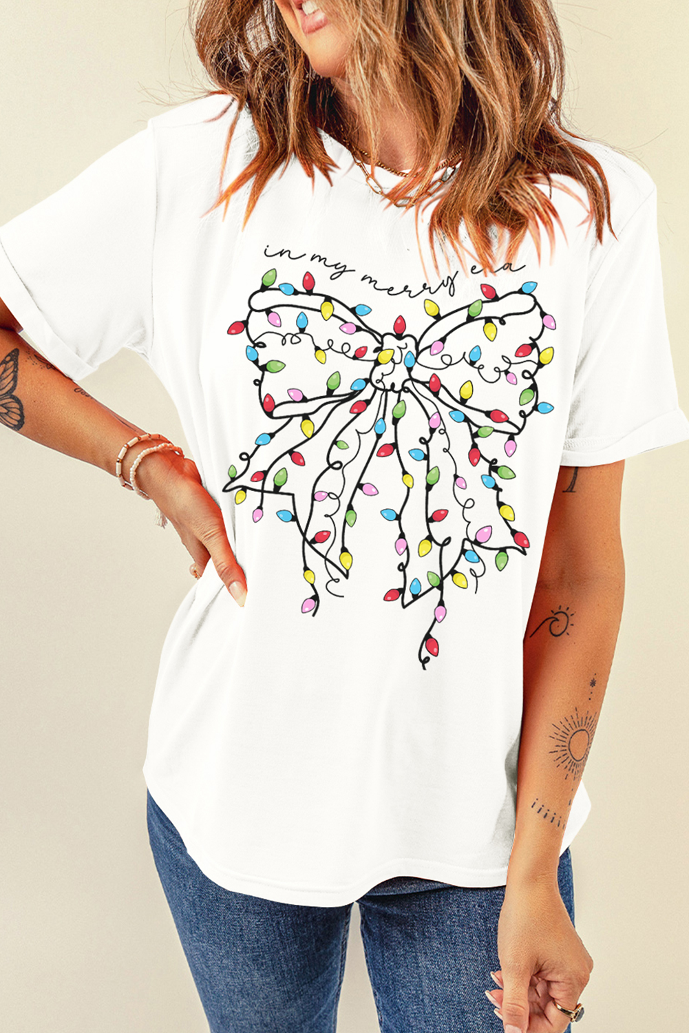 Christmas Lights Bow Tee