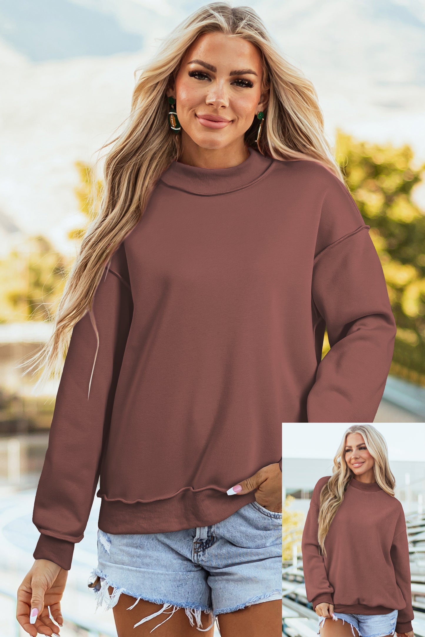 Reversible Mock Neck Sweatshirt