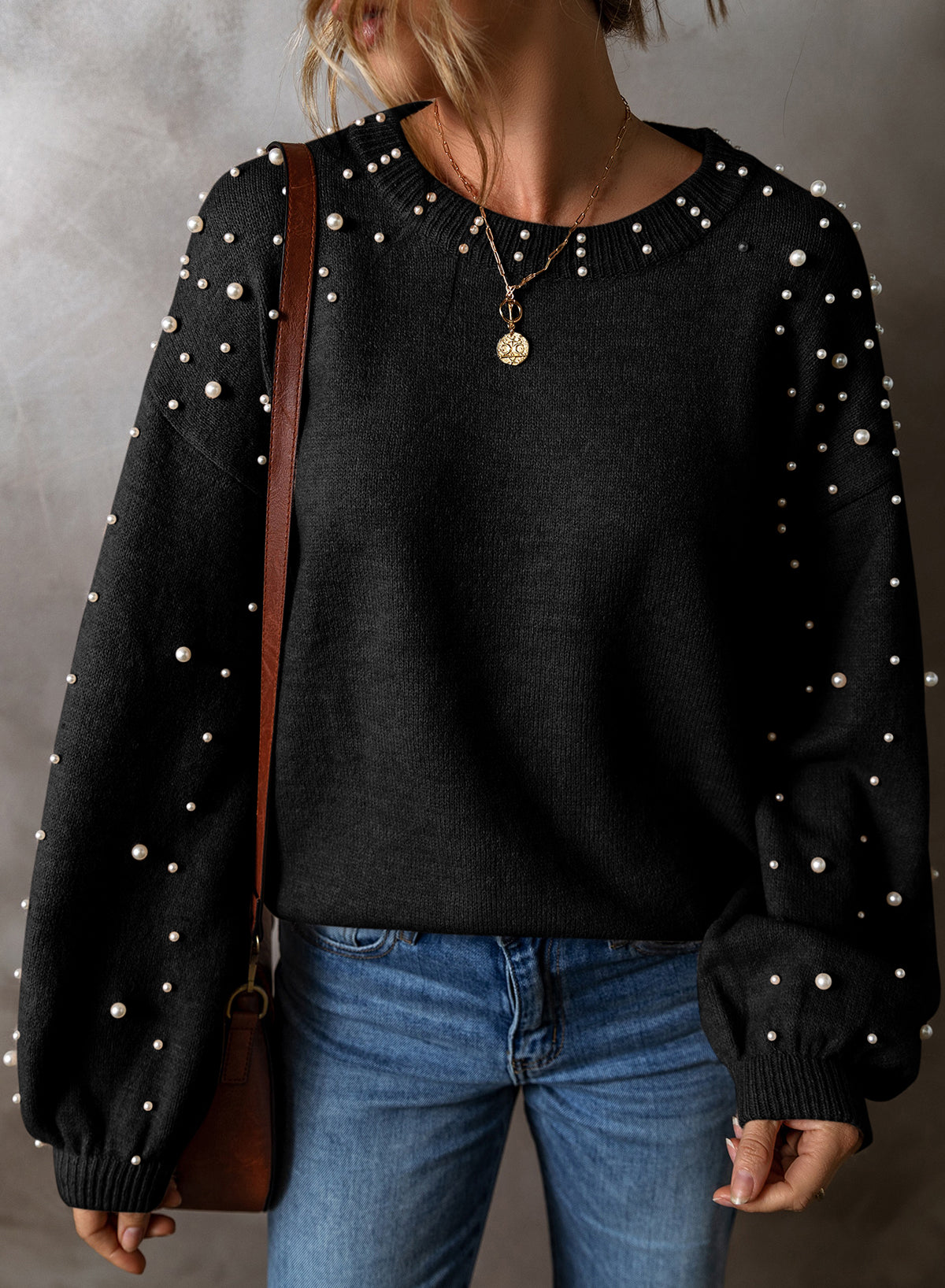 Pearl Drop Shoulder Sweater