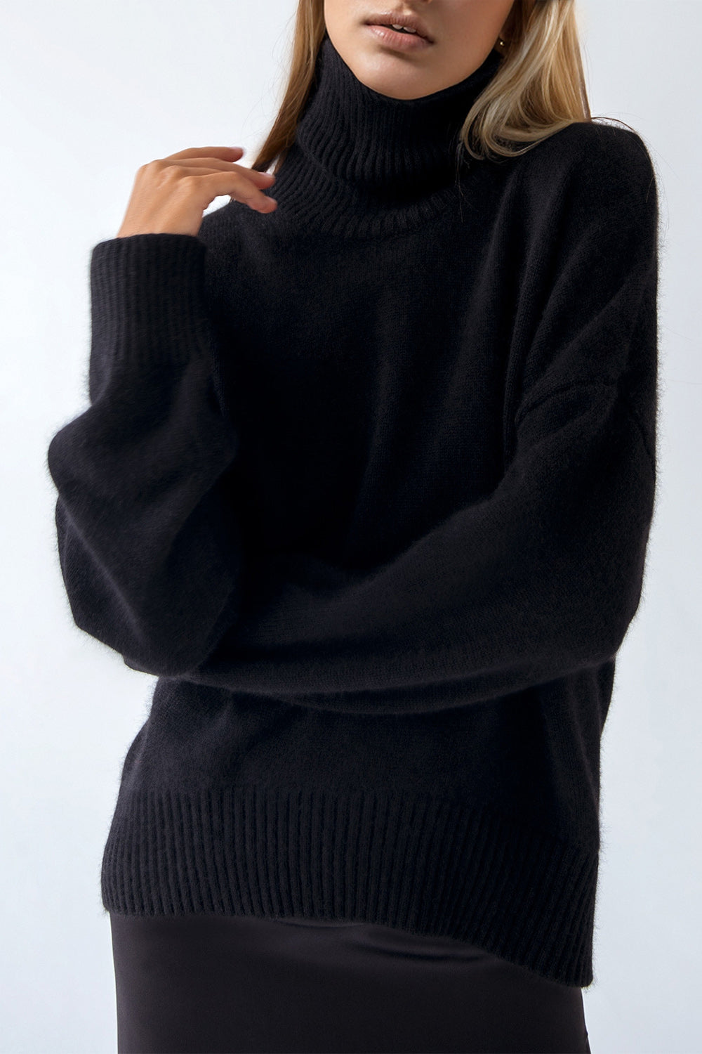 Dropped Shoulder Turtleneck Sweater