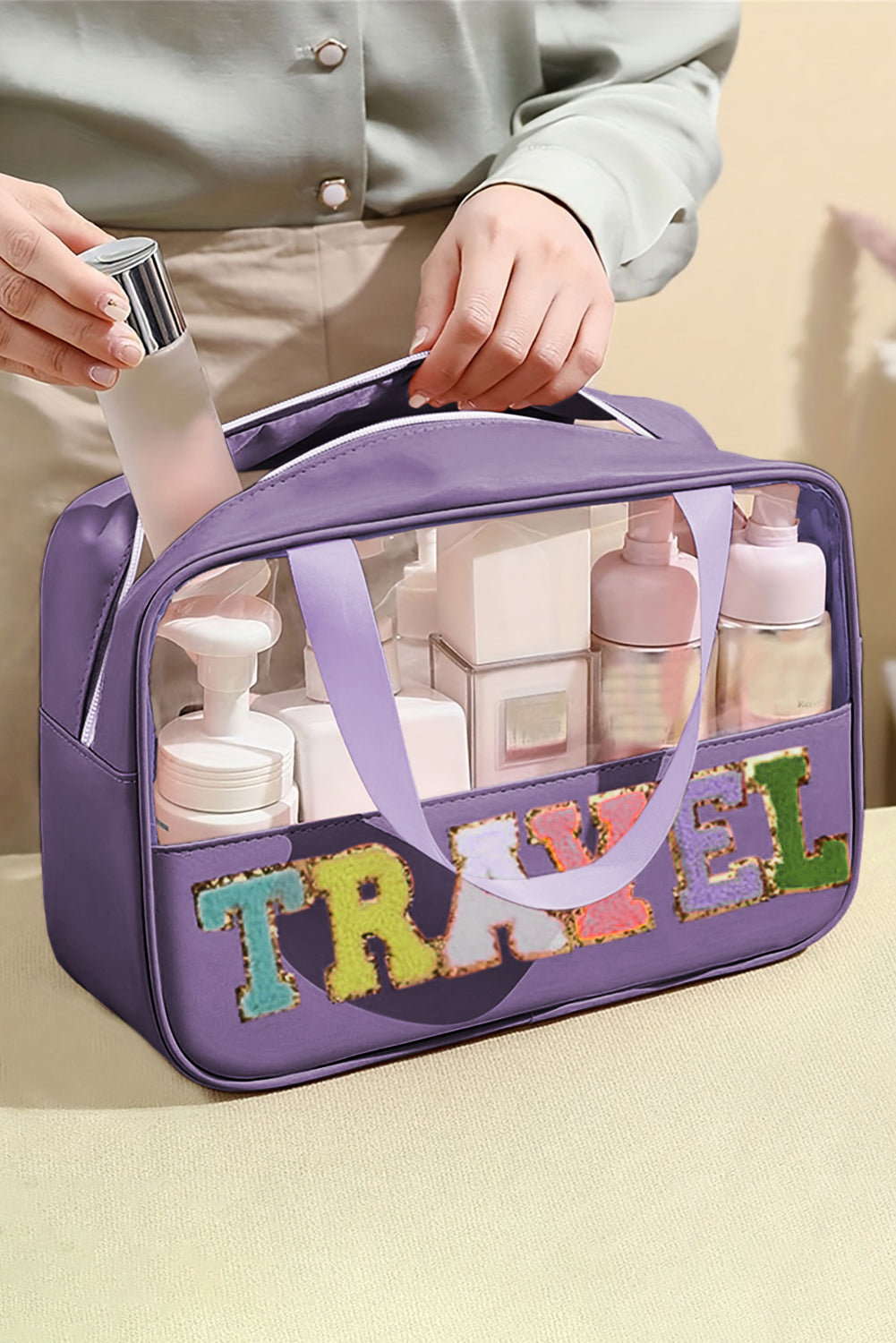 TRAVEL Clear Plastic Makeup Bag