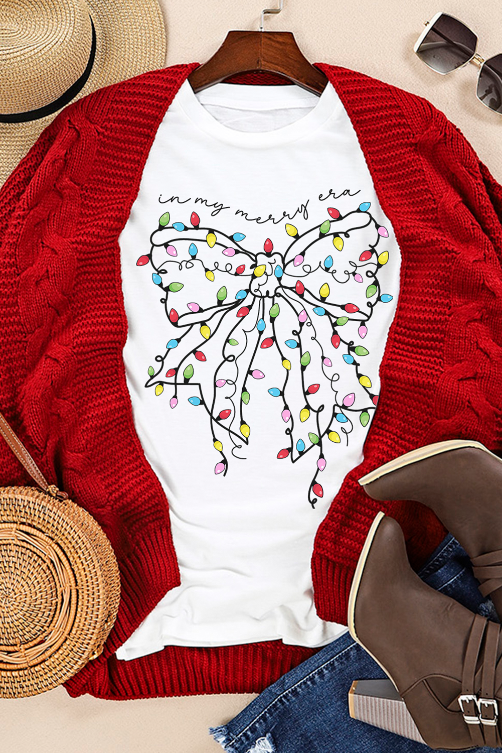 Christmas Lights Bow Tee