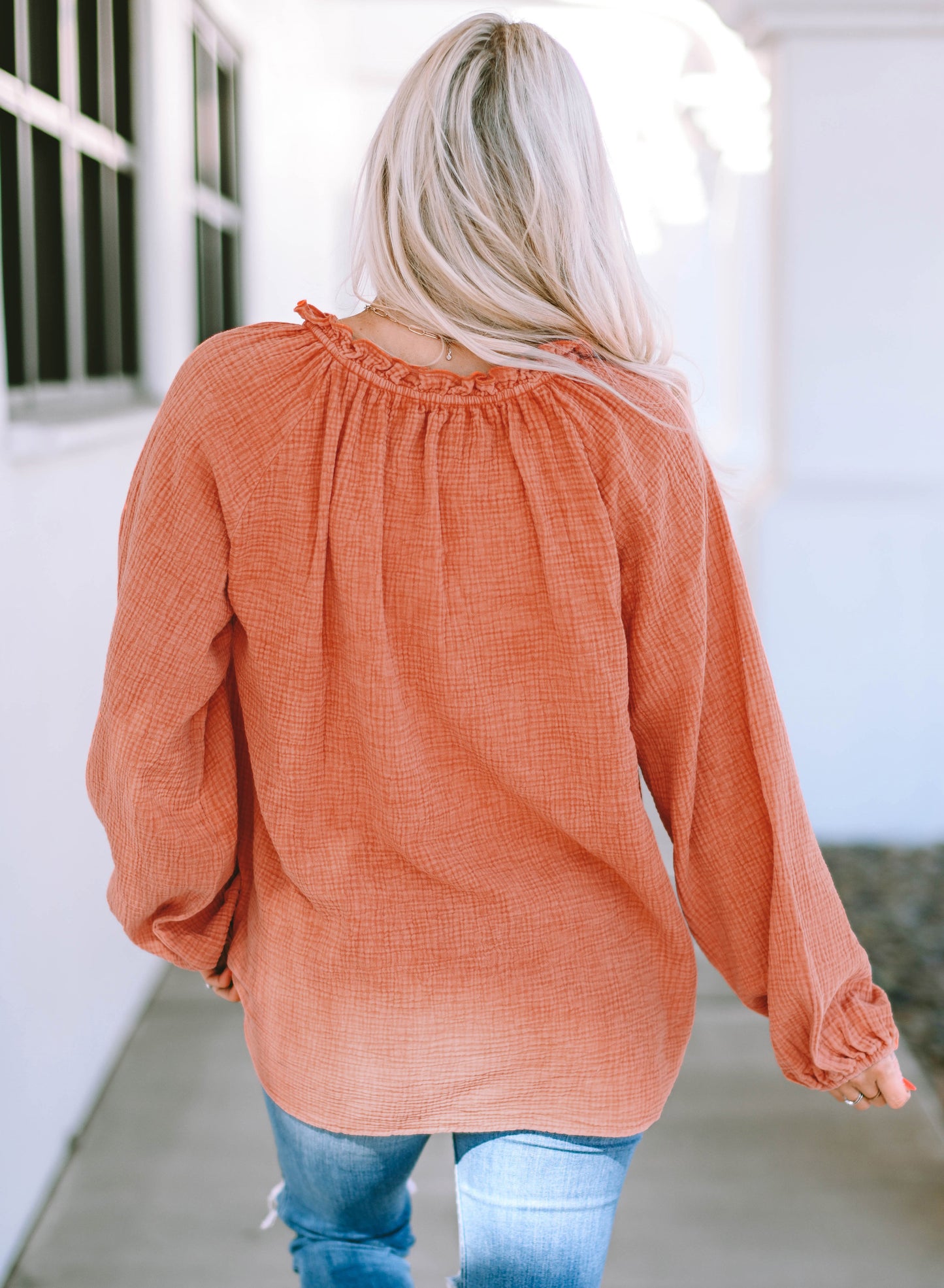 Crinkle Puff Sleeve Blouse