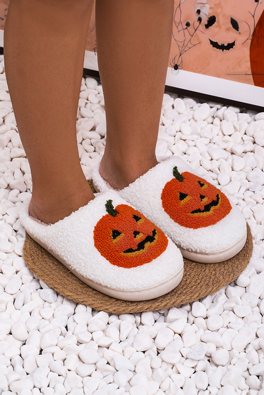 Plush Halloween Pumpkin Slippers