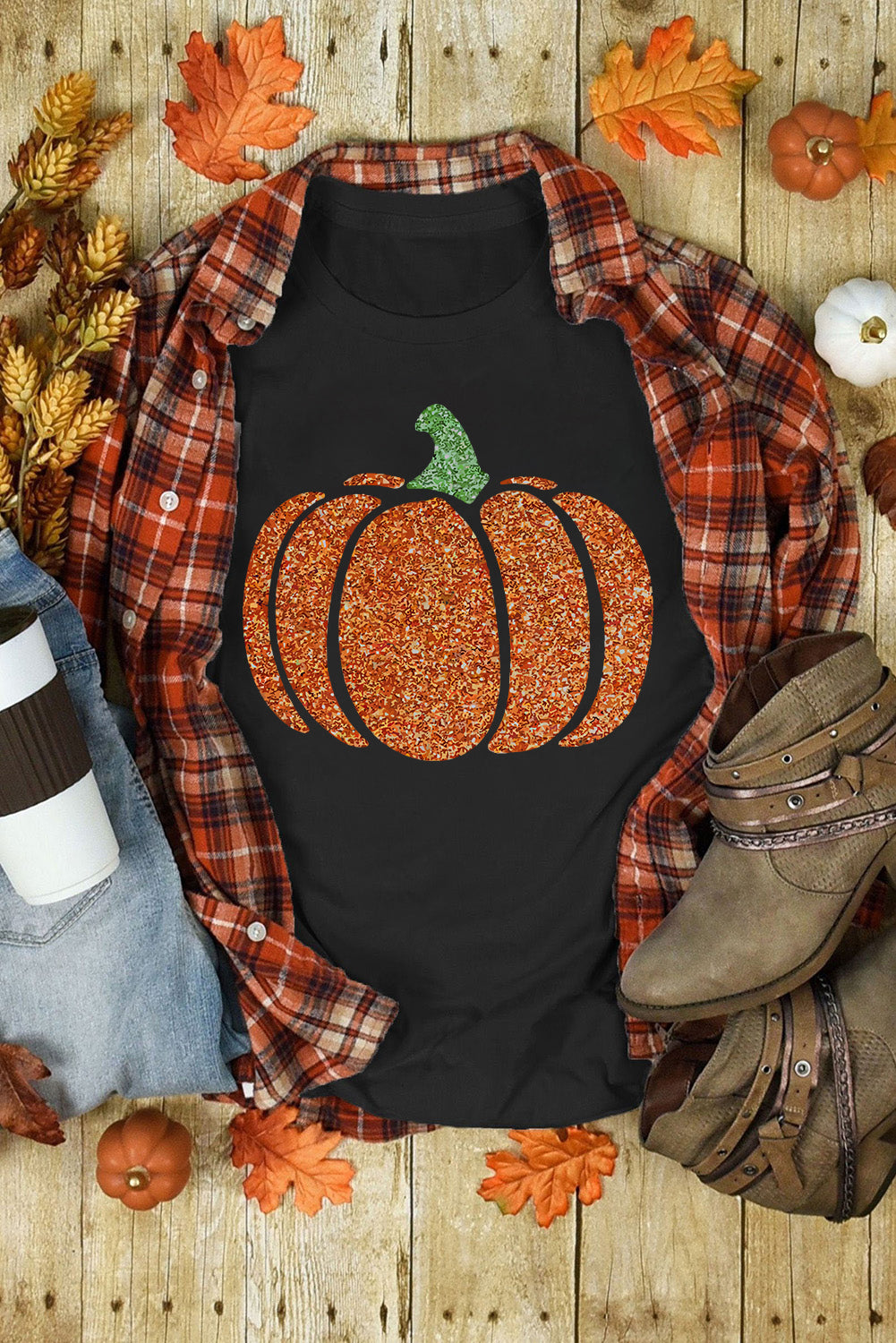 Glitzy Pumpkin Print Tee