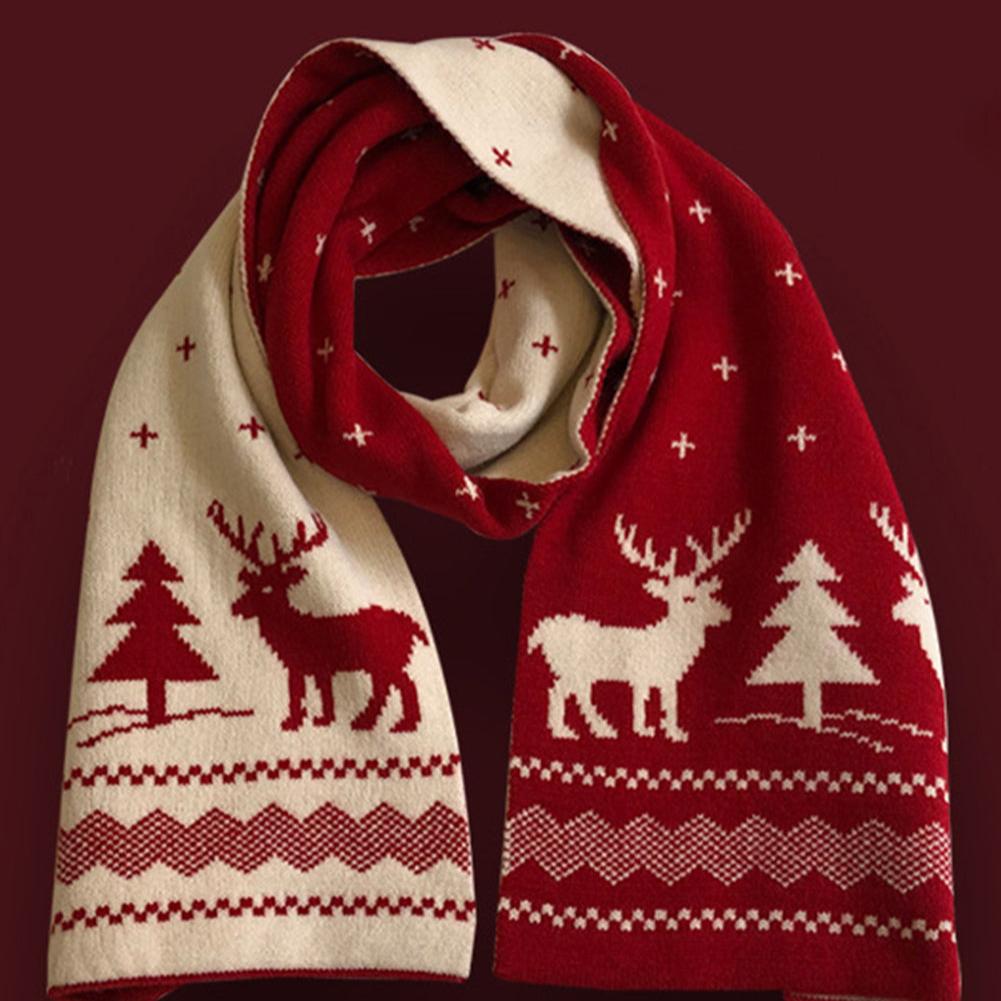 Elk Xmas Tree Print Scarf