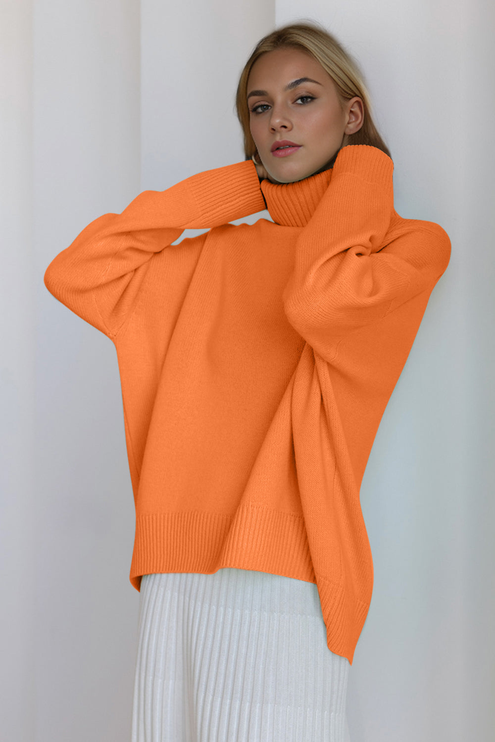 Dropped Shoulder Turtleneck Sweater