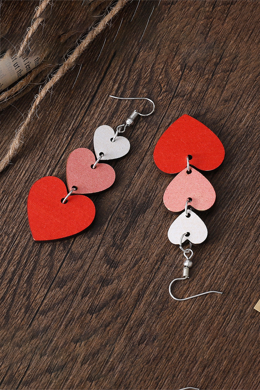 3 Heart Shaped Dangle Earrings