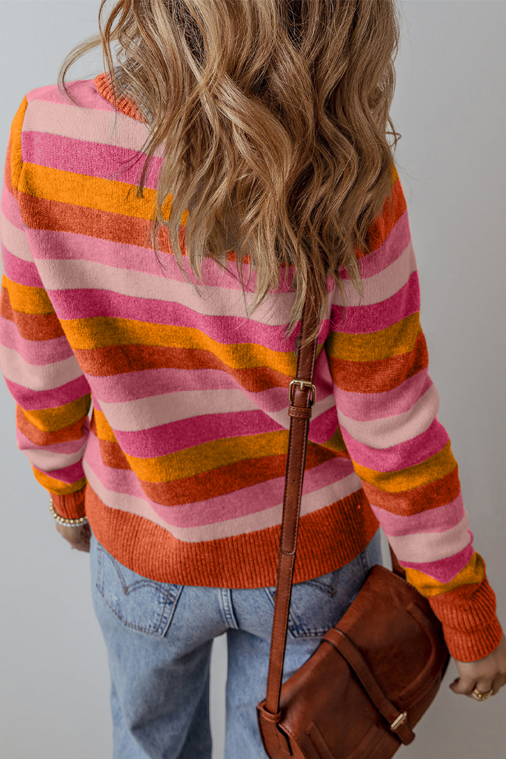 Striped Ribbed Edge Sweater