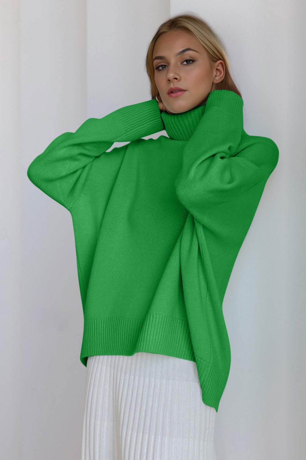 Dropped Shoulder Turtleneck Sweater