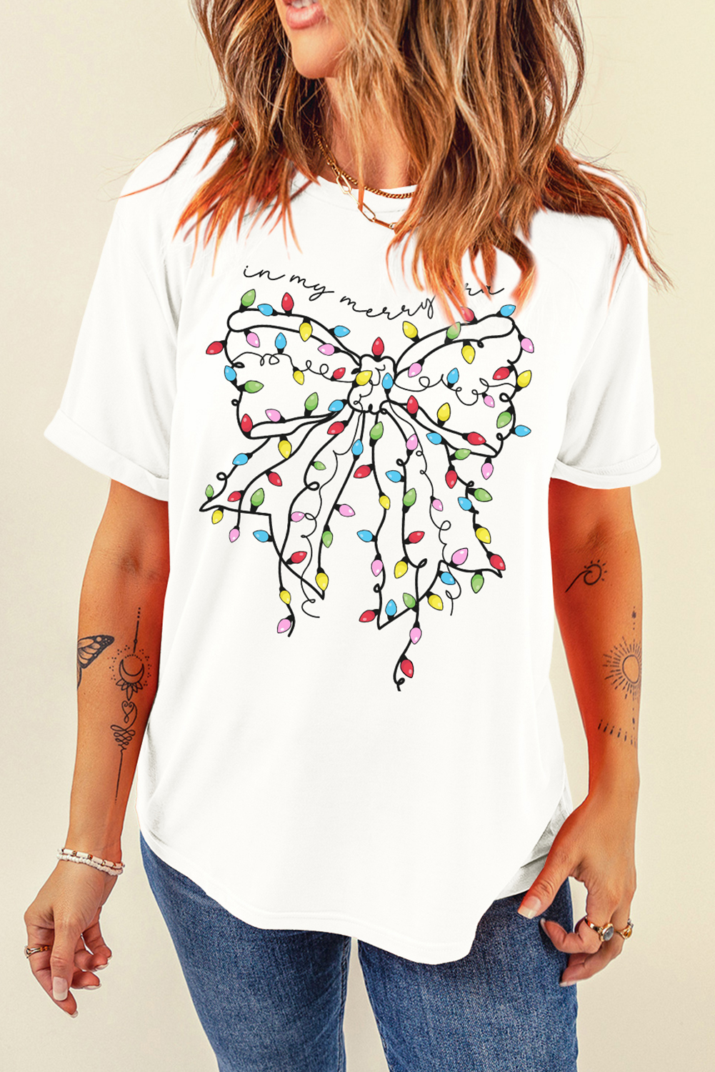 Christmas Lights Bow Tee