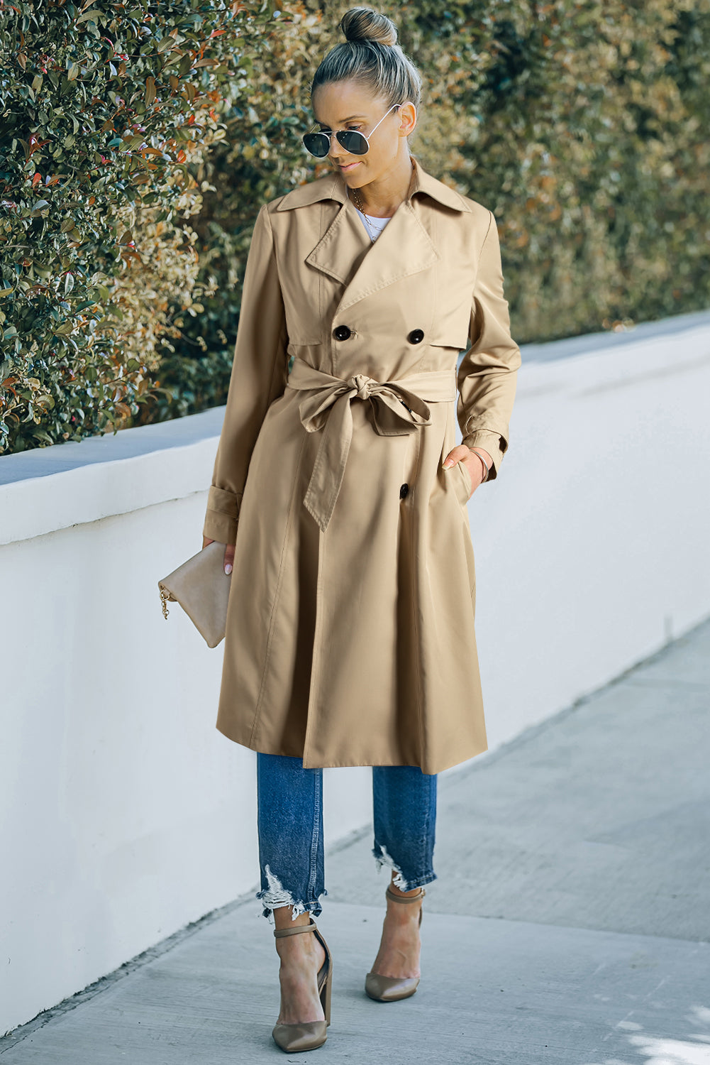 Khaki Belted Trench Coat