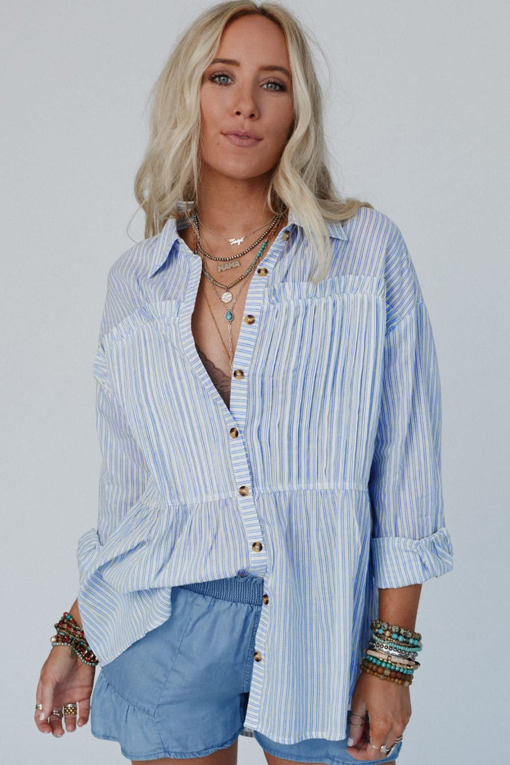 Stripe Pintuck Blouse