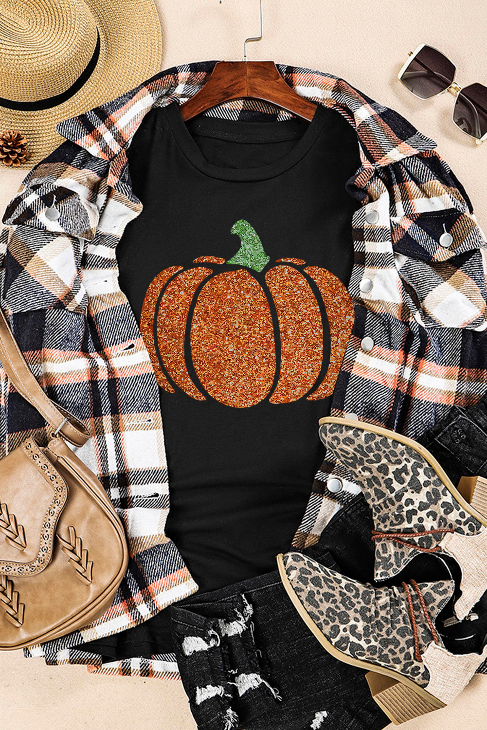 Glitzy Pumpkin Print Tee