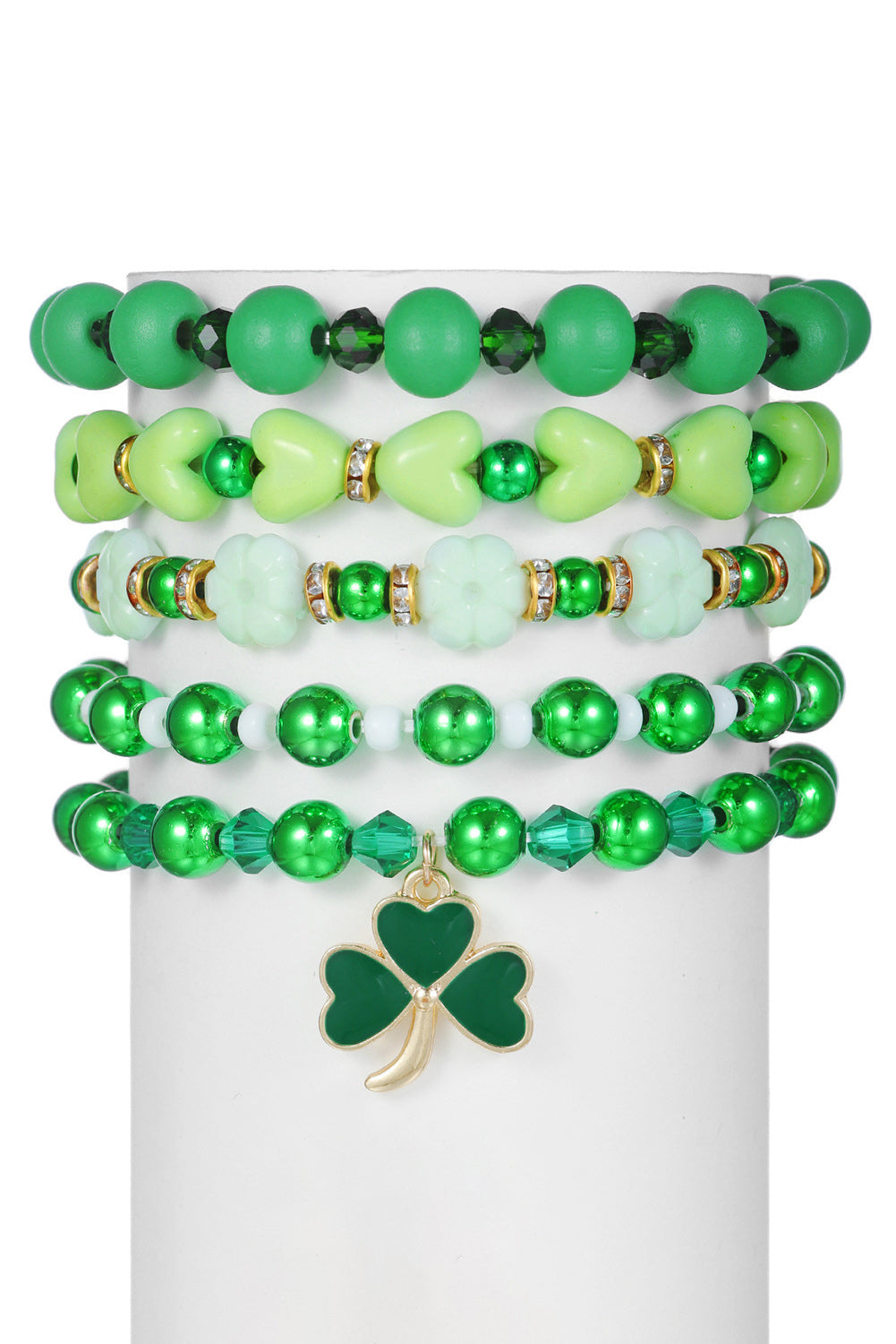 Green Clover Pendant 5PC Bracelet