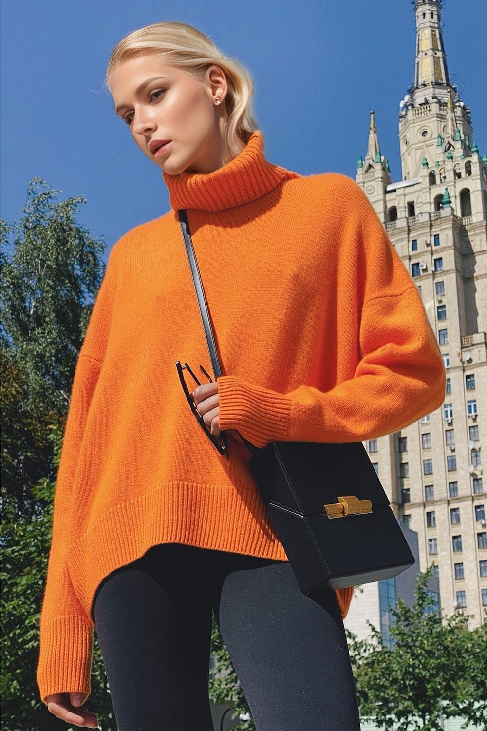 Dropped Shoulder Turtleneck Sweater