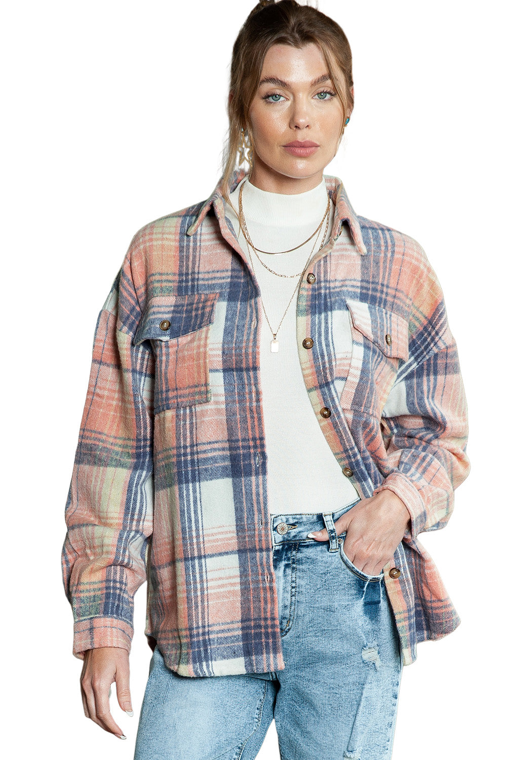 Autumn Brown Plaid Flannel Shacket