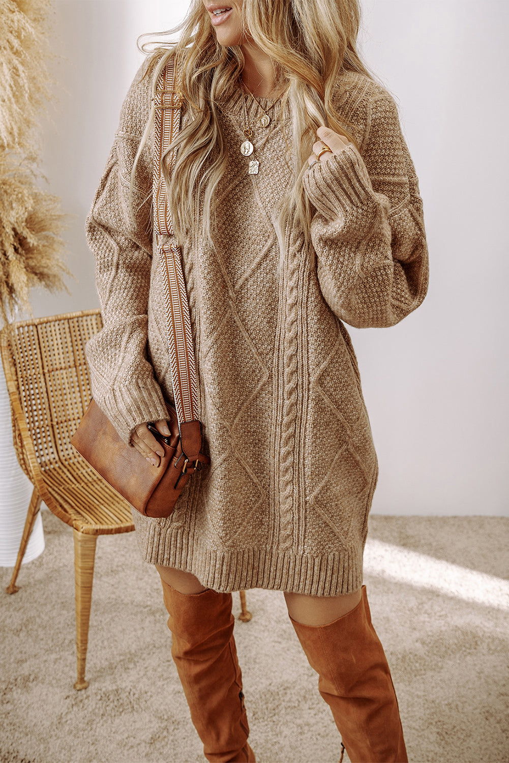 Cable Knit Sweater Dress/Tunic