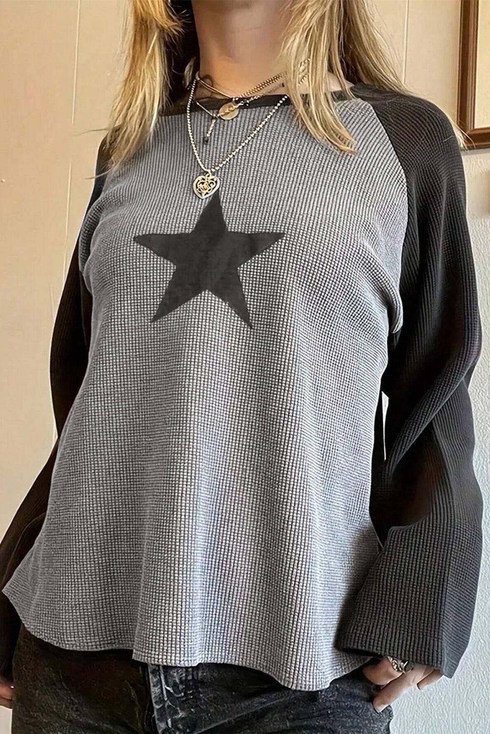 Waffle Knit Star Top