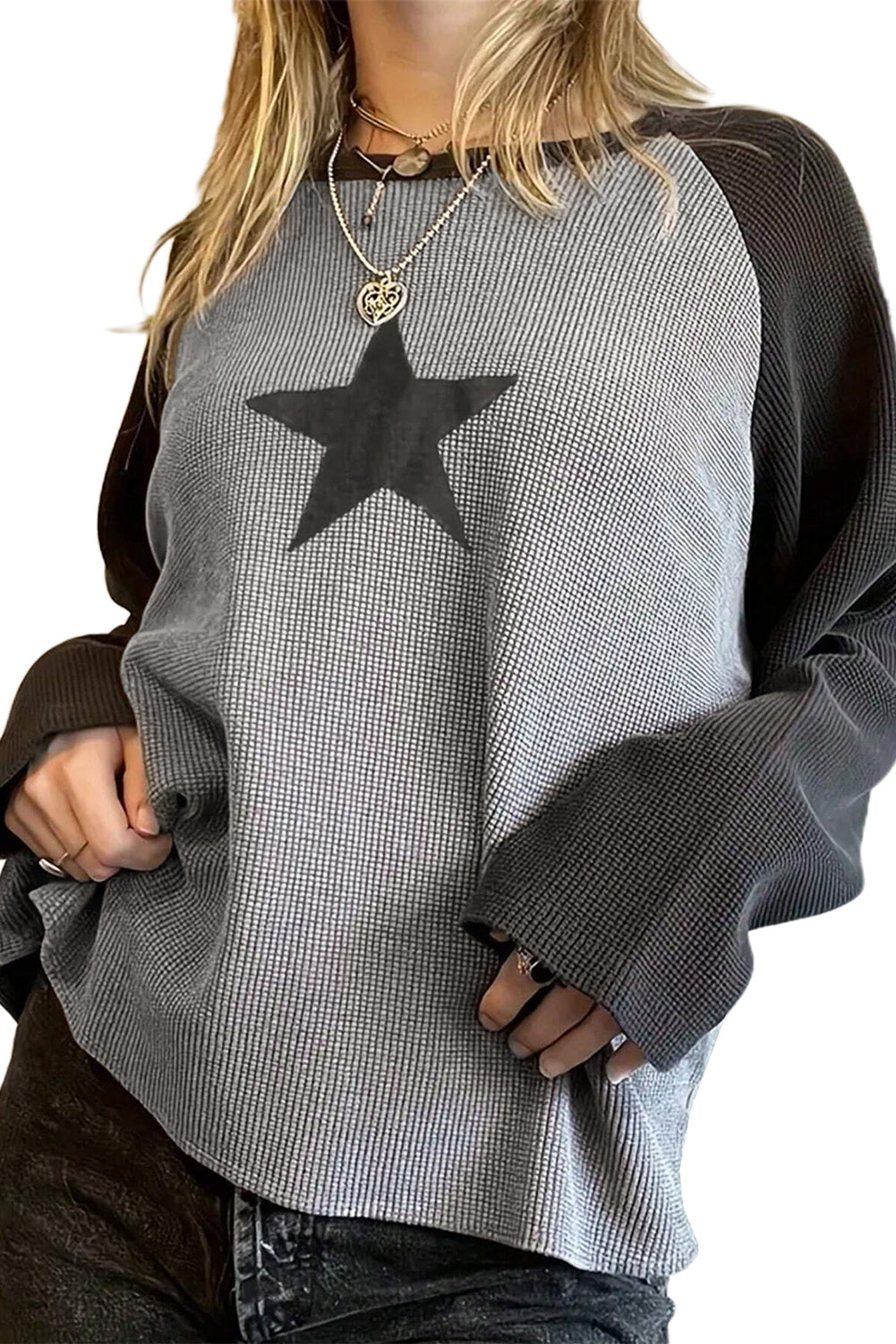 Waffle Knit Star Top