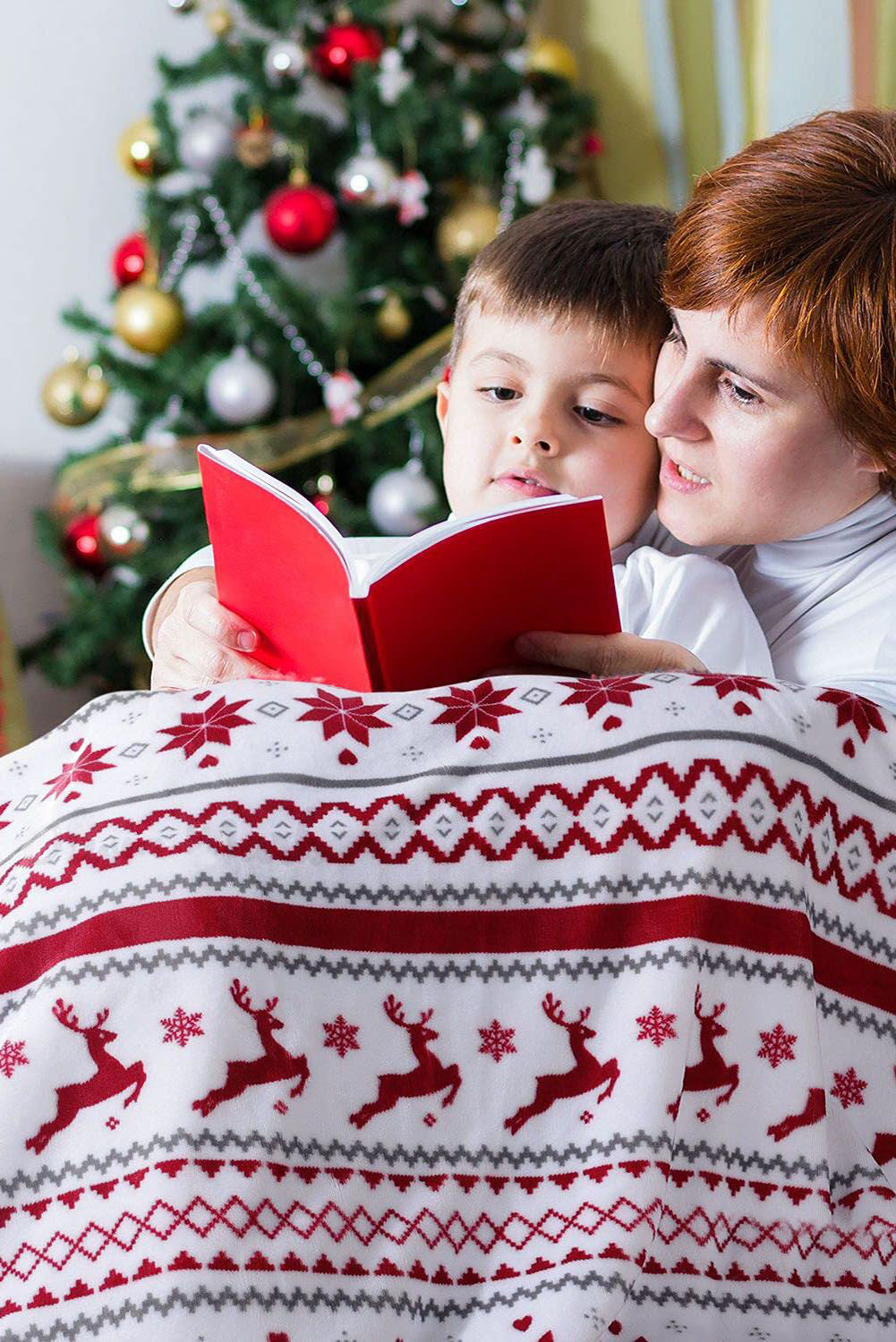 Christmas Reindeer Snowflake Sherpa Blanket